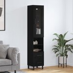 vidaXL Buffet haut Noir 34 5x34x180 cm Bois d'ingénierie