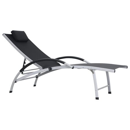 vidaXL Chaise longue Aluminium Textilène Noir