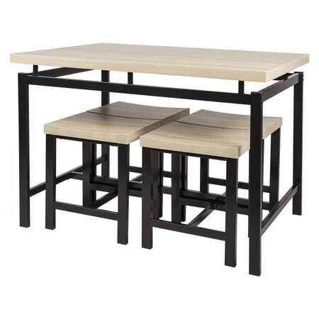 VENUS Set Table + 4 tabourets - Imitation bois - L 110 x P 70 x H 75 cm