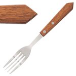 Fourchette à viande 200 mm manche en bois - lot de 12 - olympia -  - acier inoxydable 200