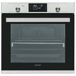 SHARP K71V28IM2 - Four électrique encastrable - 78 L - Pyrolyse - Chaleur tournante - Porte froide - Classe A - Inox anti trace