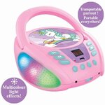 Lecteur CD Portable Bluetooth Licorne avec Effets Lumineux et USB