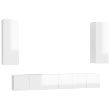 vidaXL Ensemble de meubles TV 5 Pièces Blanc brillant Aggloméré