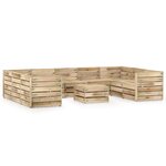 vidaXL Salon de jardin 10 Pièces Bois de pin imprégné de vert