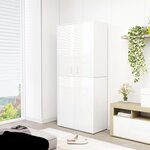 vidaXL Armoire à chaussures Blanc brillant 80x39x178 cm Aggloméré