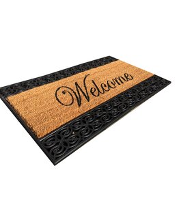 Paillasson welcome marron et noir 45 x 75 cm