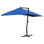 vidaXL Parasol suspendu avec mât en bois 400x300 cm Bleu