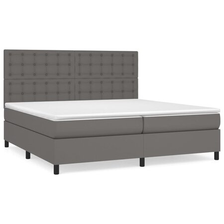 vidaXL Lit à sommier tapissier avec matelas Gris 200x200 cm Similicuir