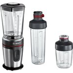 Bosch mini blender mixx2go - 350 w- 2 vitesses-bol mixeur 600ml- lames inox- fonction glace pilée - noir et inox brossé