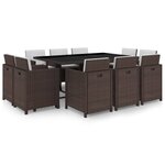 vidaXL Salon de jardin 11 Pièces avec coussins Résine tressée Marron