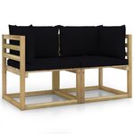 vidaXL Canapés d'angle de jardin 2Pièces et coussins Pin imprégné de vert