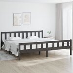 vidaXL Cadre de lit Gris Bois massif 180x200 cm Super King