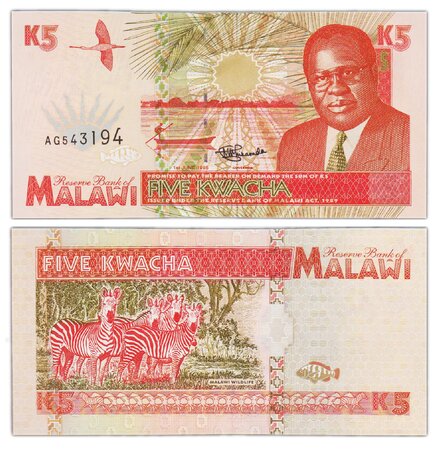 Billet de Collection 5 Kwacha 1995 Malawi - Neuf - P30