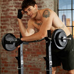 Tectake Kit barre de musculation curl + 8 poids