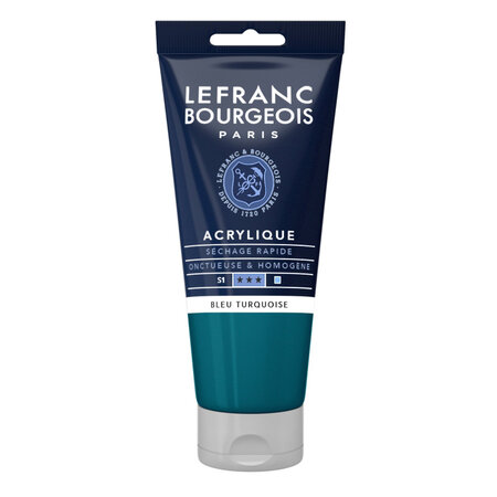 Peinture acrylique en tube bleu turquoise 80ml lefranc & bourgeois
