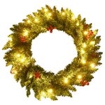 vidaXL Arbres de Noël artificiels 2 Pièces et couronne  guirlande et LED