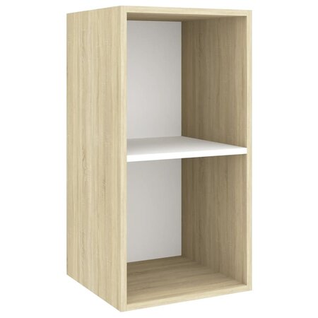 vidaXL Meuble TV mural Chêne sonoma et blanc 37x37x72 cm Aggloméré