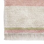 Tapis lavable en coton - beige avec lignes rose et jaune - 90 x 130 cm