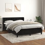 vidaXL Lit à sommier tapissier avec matelas Noir 140x190 cm Velours