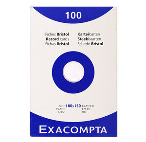 Étui De 100 Fiches - Bristol Uni Non Perforé 100x150mm - Blanc - X 10 - Exacompta
