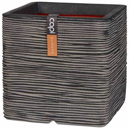 Capi Jardinière Nature Rib Carré 30 x 30 cm Anthracite KOFZ902