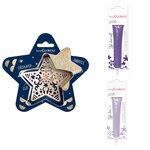Kit pour biscuit en relief Étoile + 2 Stylos au chocolat violet et lilas