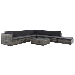 vidaXL Salon de jardin 8 Pièces avec coussins Résine tressée Gris