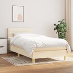 vidaXL Lit à sommier tapissier avec matelas Crème 100x200 cm Tissu