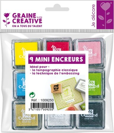Encreur pour tampon et embossing 9 pièces