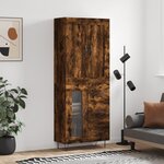vidaXL Buffet haut Chêne fumé 69 5x34x180 cm Bois d'ingénierie