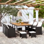 vidaXL Salon de jardin encastrable 11 Pièces Rotin et bois d'acacia Noir