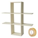 Etagère murale bois 2 niveaux 53 x 53 x 12 cm + masking tape doré à paillettes 5 m