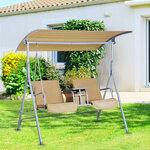 Balancelle design de jardin 2 places inclinaison toit réglable 170L x 110l x 165H cm acier gris clair beige