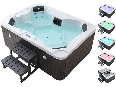 Spa led "haïti" 4 places - enceintes bluetooth intégrées - blanc