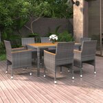vidaXL Mobilier à dîner de jardin 7 Pièces Résine tressée Gris