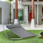 Bain de soleil transat de jardin bascule hamac 212L x 130l x 60H cm gris