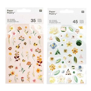 80 Stickers gel rose & vert Vive la nature
