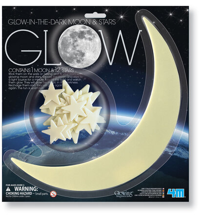 Formes adhésives phosphorescentes Lune et 12 étoiles