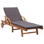 vidaXL Chaise longue avec coussin Bois d'acacia solide