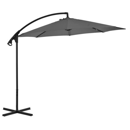 vidaXL Parasol en porte-à-feux avec poteau Acier 300 cm Anthracite