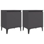 vidaXL Tables de chevet avec pieds en métal 2 Pièces Gris 40x30x50 cm