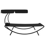 vidaXL Lit de repos d'extérieur avec auvent et oreiller Noir