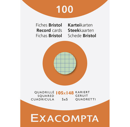 Étui De 100 Fiches - Bristol Quadrillé 5x5 105x148mm - X 10 - Exacompta