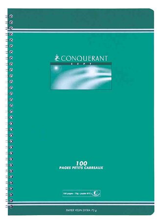 Cahier reliure intégrale 17 x 22 cm 5x5 70g 100 pages CONQUÉRANT SEPT