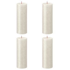 Bolsius Bougies pilier rustiques Shimmer 4 Pièces 190x68 mm Ivoire