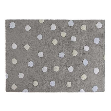 Tapis coton motif pois 3 couleurs - Gris-Bleu - 120 x 160 cm