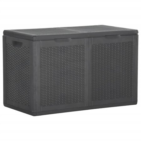 Vidaxl boîte de rangement de jardin 180 l noir pp rotin