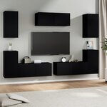 vidaXL Ensemble de meubles TV 7 Pièces Noir Bois d'ingénierie