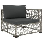 vidaXL Salon de jardin 5 Pièces avec coussins Résine tressée Gris