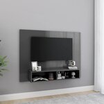 vidaXL Meuble TV mural Gris brillant 120x23 5x90 cm Aggloméré